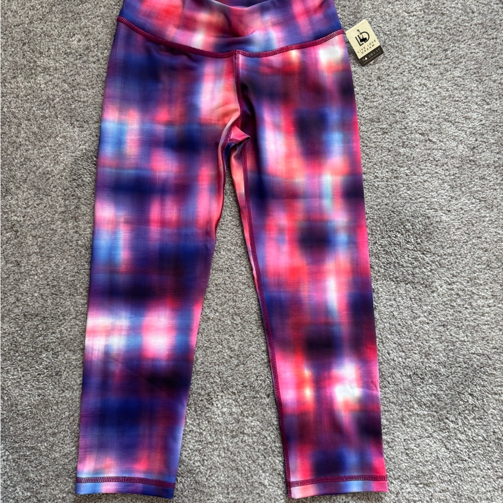 Aeropostale Kids Cropped Leggings - Blue and Pink Plaid